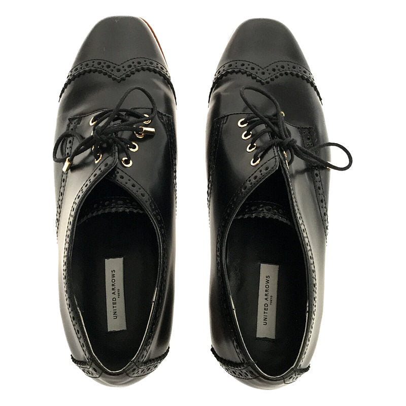 [Good Condition] UNITED ARROWS | UWMSC Wingtip Lace-up Platform Shoes | 37 1/2 | Black | Women's