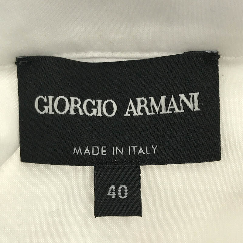 GIORGIO ARMANI / ジョルジオアルマーニ | イタリア製 コットン ウール ニット ドッキング フリンジ ブラウス | 40 | ホワイト | レディース