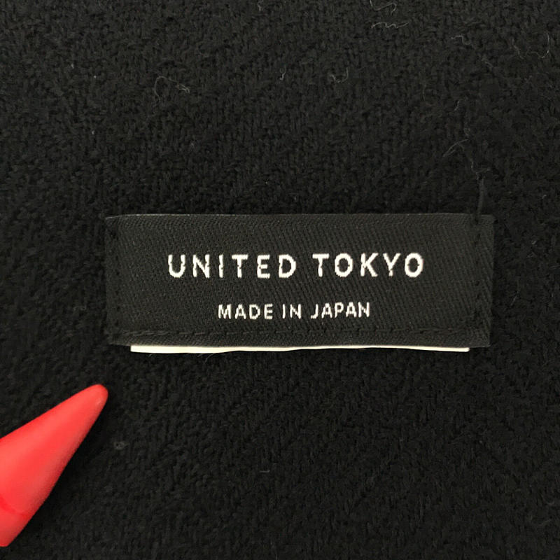 UNITED TOKYO / ユナイテッドトウキョウ | 6パネル チェンジ ヘリンボーン フリンジ ストール | ブラック / グレー