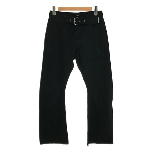 [New] WE11DONE / Welldone | Cotton Front Belt Flare Trouser Pants | S | Black | Men's