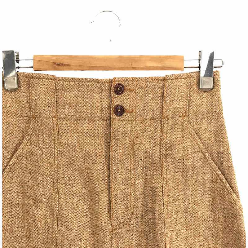 Ron Herman | High Waist Skirt Linen Blend High Waist Patch Pocket Fringe Skirt | S | Light Brown | Women's