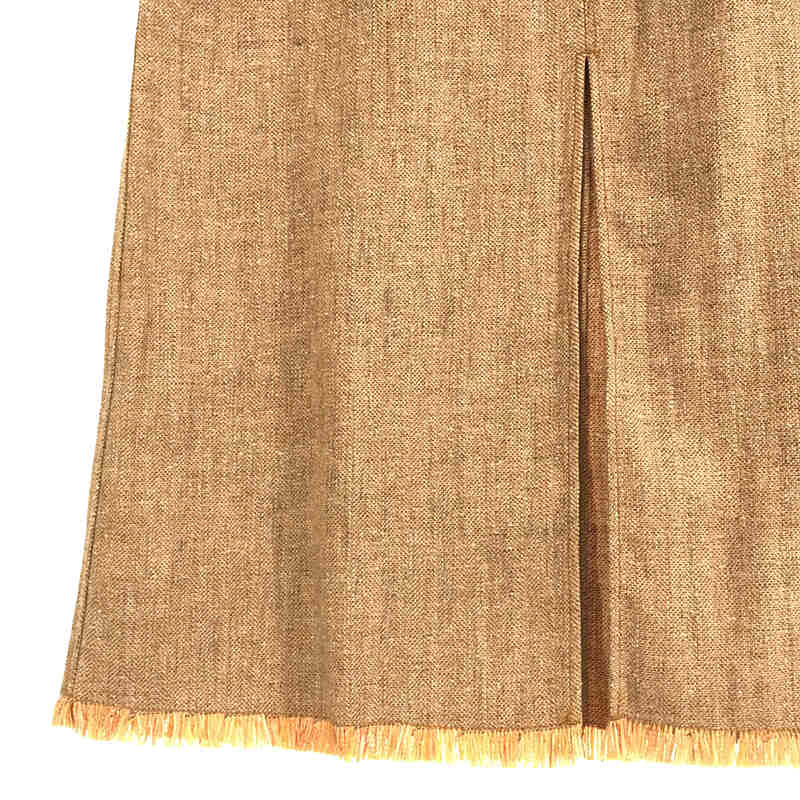 Ron Herman | High Waist Skirt Linen Blend High Waist Patch Pocket Fringe Skirt | S | Light Brown | Women's