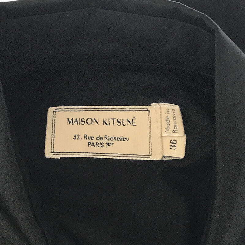 【美品】  MAISON KITSUNE / メゾンキツネ | 丸襟 サテンシャツ | 36 | ブラック | レディース