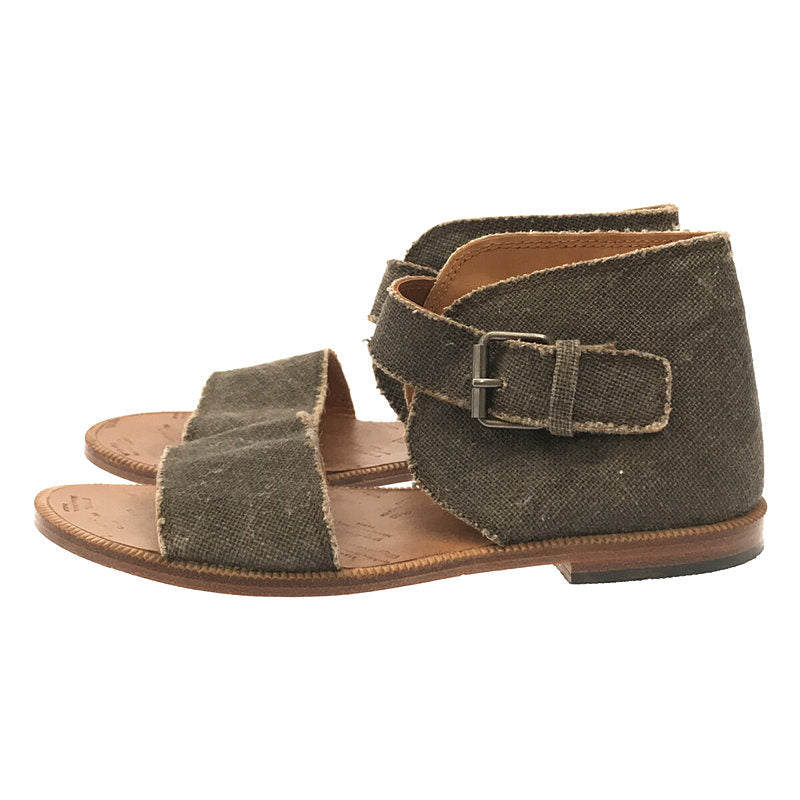 Maison Martin Margiela / 메종 마르탄 마르젤라 | 황마 가죽 발목 스트랩 플랫 샌들 | 36 1/2 | 회색 | 여성