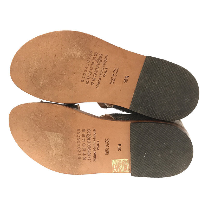 Maison Martin Margiela / 메종 마르탄 마르젤라 | 황마 가죽 발목 스트랩 플랫 샌들 | 36 1/2 | 회색 | 여성