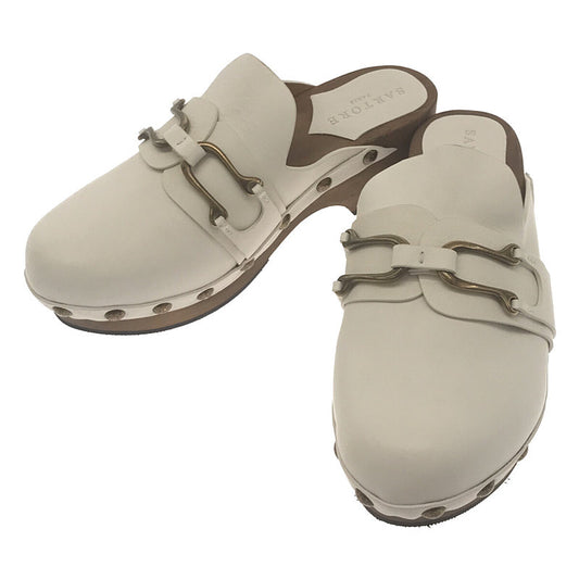 [New] SARTORE | Bit Leather Sabo Sandals | Size 38 | White | Women's