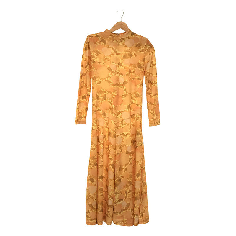 【신품】 TOGA / 토가 | 2022SS | × TOMOO GOKITA 고기다 토모오 콜라보 플라워 프린트 롱 원피스 드레스 | 36 | ORANGE | 여성