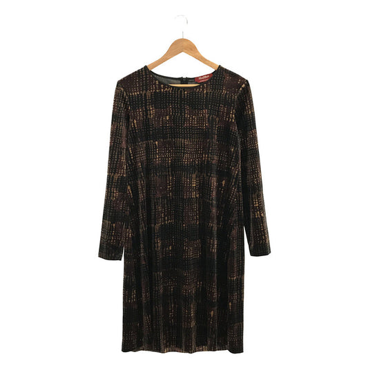 [Good Condition] MAX MARA STUDIO | All-over print back zip long dress | S | Green | Women's