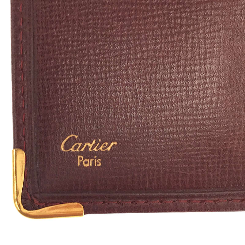 【美品】  Cartier / カルティエ | マストライン 三つ折り がま口 レザー ウォレット 折りたたみ 長財布 | ー | ボルドー | レディース