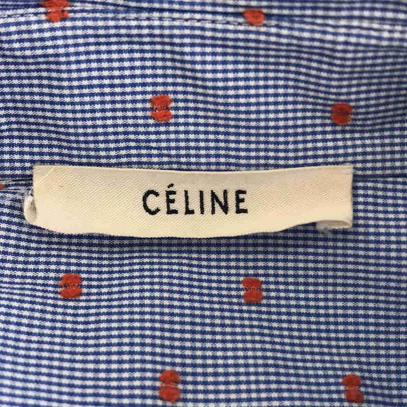 CELINE / セリーヌ | フィービー期 刺繍 ピンドットチェック コットン 