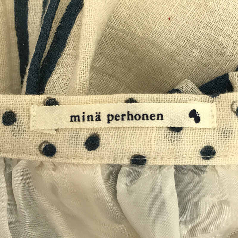 mina perhonen / ミナペルホネン | squall リネン ドット プリント ギャザー スカート |