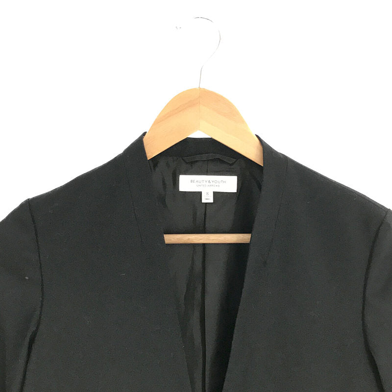 BEAUTY&amp;YOUTH | Wool blend collarless tailored jacket | S | Black | Women's