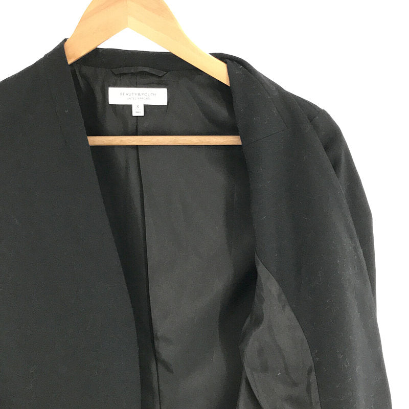 BEAUTY&amp;YOUTH | Wool blend collarless tailored jacket | S | Black | Women's