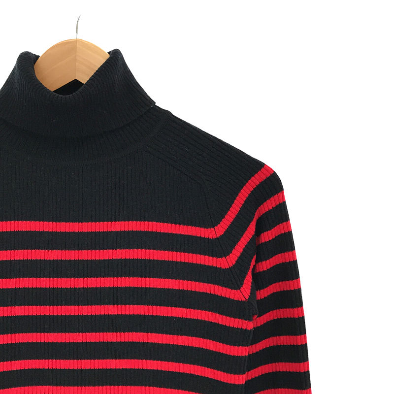 【美品】  L'Appartement / アパルトモン | 2022AW | Border Turtleneck Knit ボーダー タートルネック ニット セーター | フリー | ネイビー / レッド | レディース