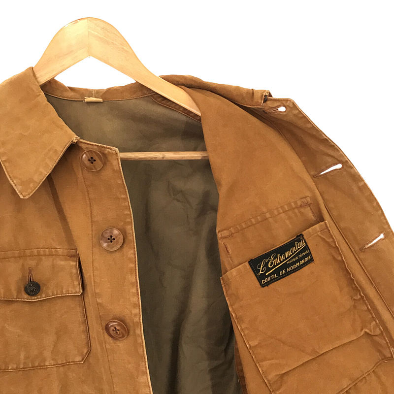 VINTAGE / ヴィンテージ古着 | 推定1940s 〜 1950s L'Entremontas COUTIL DE NORMANDIE MARQUE D?POS?S Hunting Jacket フレンチ ワーク 動物 ボタン ダック ハンティング ジャケット | ー |
