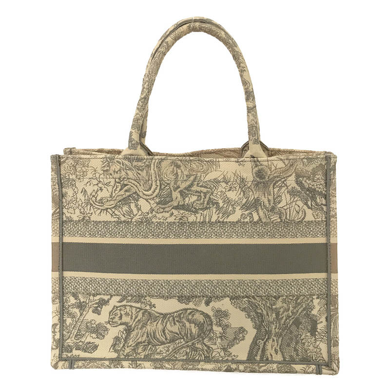 [Good Condition] Dior | Made in Italy TOILE DE JOUY BOOK TOTE MEDIUM Toile de Jouy Book Jacquard Animal All-over Embroidery Medium Tote Bag Comes with Guarantee Card and Dust Bag | - | Natural/Light Gray | Women's