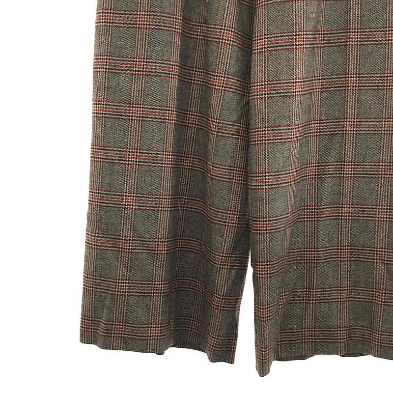 yori | Wool blend belted check wide pants | 38 | Grey | Women's