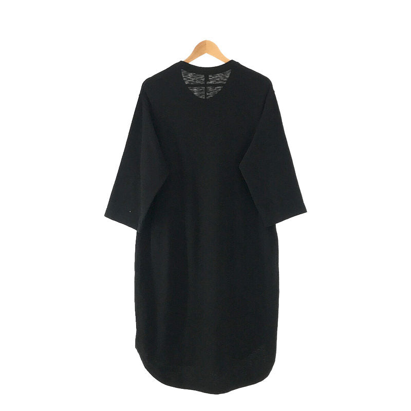 FIRMUM | Slub Cotton Yarn Surf Knit Long Pullover Dress | S | Black | Women's