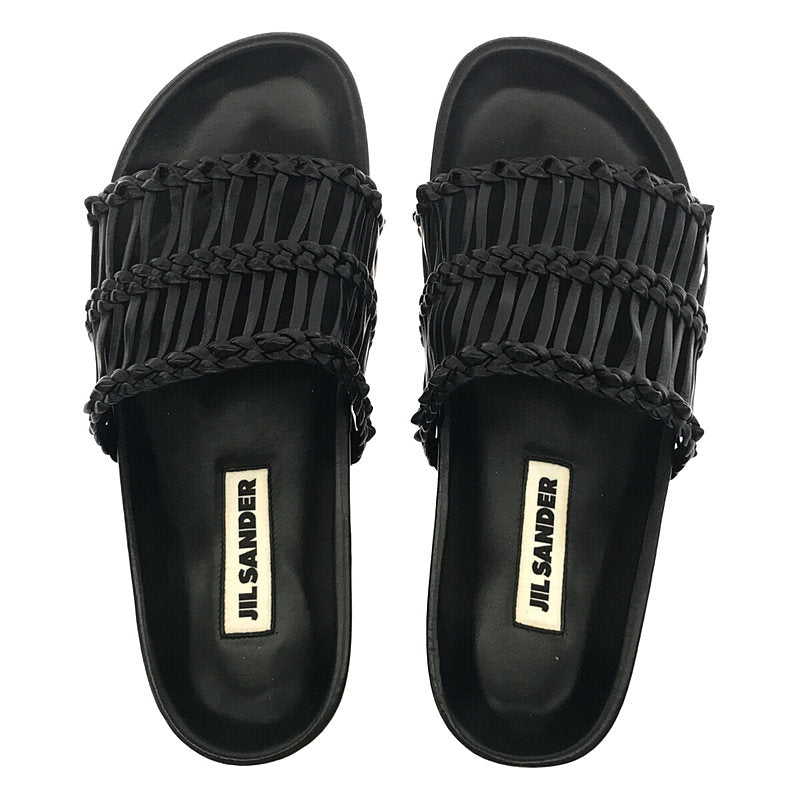 [Beautiful Condition] JIL SANDER | LEATHER SANDAL | Braided Leather Sandals | Size 36 | Black | Women's