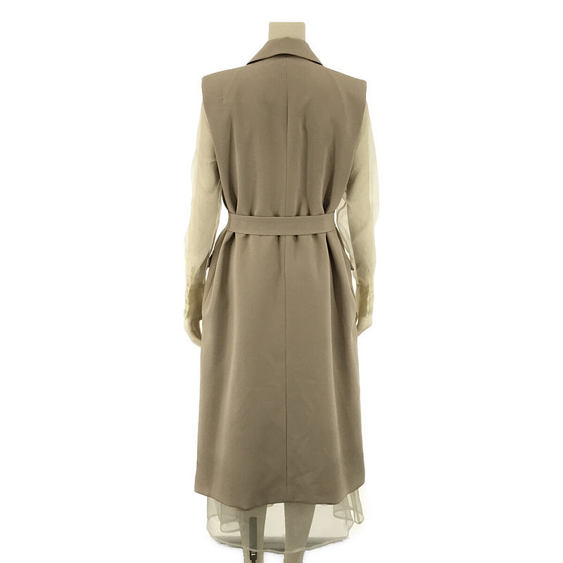 【미품】 AMERI / 아메리 | LONG VEST SET SHEER DRESS 벨트 페티 원피스 롱 베스트 세트 시어 드레스 | S | 고르도 | 여성