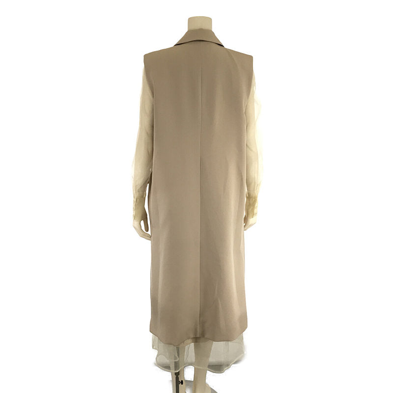 【美品】  AMERI / アメリ | LONG VEST SET SHEER DRESS ベルト・ペチワンピース付き ロング ベスト セット シアー ドレス | S | ゴルドー | レディース