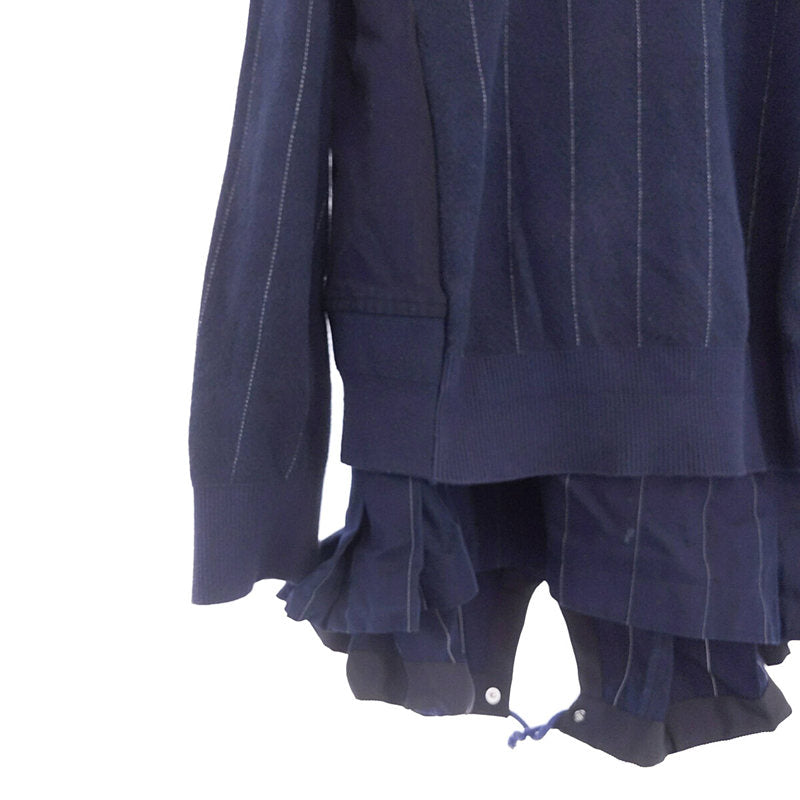 【人気】SACAI サカイ　ドッキング　異素材　ワンピース　シャツ　ニット　濃紺