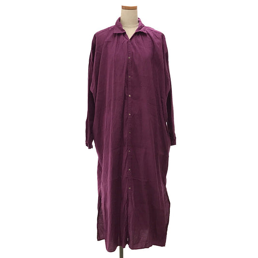 GALERIE VIE | 2020SS | Cotton Linen Wool Slub Long Shirt Dress | 36 | Purple | Women's