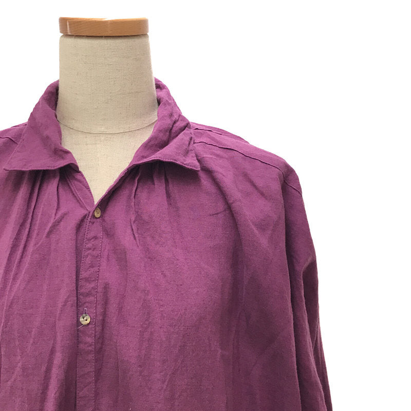 GALERIE VIE | 2020SS | Cotton Linen Wool Slub Long Shirt Dress | 36 | Purple | Women's