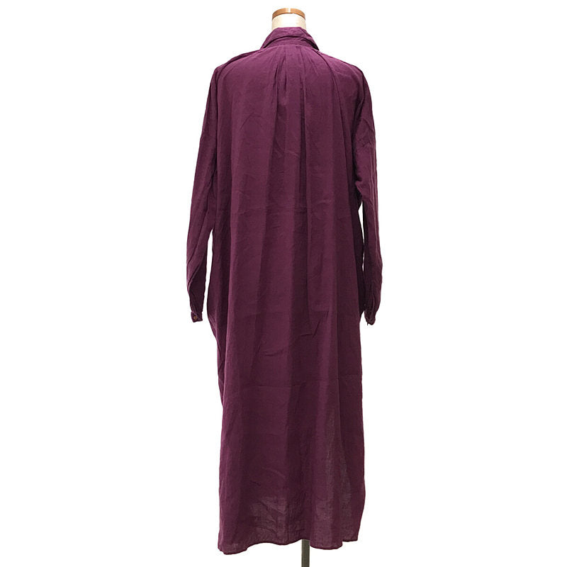 GALERIE VIE | 2020SS | Cotton Linen Wool Slub Long Shirt Dress | 36 | Purple | Women's