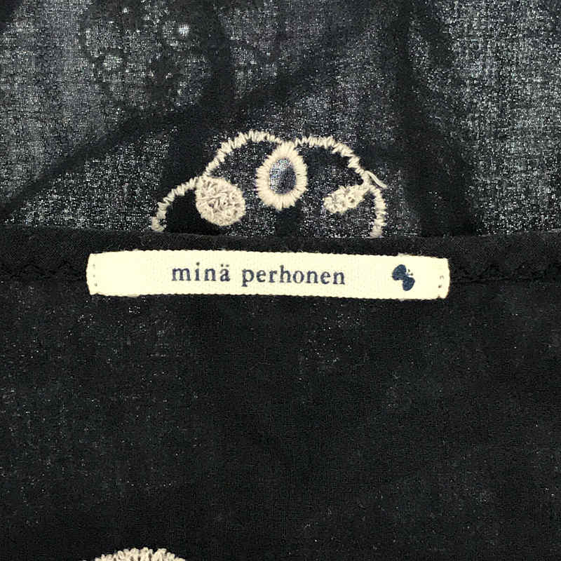 mina perhonen / ミナペルホネン | pop corn コットン シルク 刺繍 チュニック ワンピース ベルト付き | 36 |