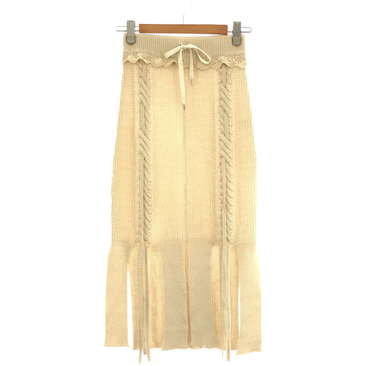 【美品】  malamute / マラミュート | 2020AW | braid slit skirt ニット スリット ロングスカート | S | ナチュラル | レディース