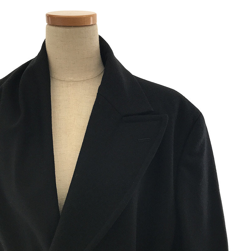 【美品】  COMME des GARCONS / コムデギャルソン | 1980s | 80s VINTAGE ヴィンテージ 初期 ウール アシンメトリー ベルテッド ダブルチェスター コート | ブラック | レディース