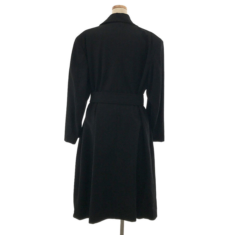 【美品】  COMME des GARCONS / コムデギャルソン | 1980s | 80s VINTAGE ヴィンテージ 初期 ウール アシンメトリー ベルテッド ダブルチェスター コート | ブラック | レディース