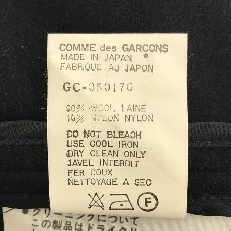 【美品】  COMME des GARCONS / コムデギャルソン | 1980s | 80s VINTAGE ヴィンテージ 初期 ウール アシンメトリー ベルテッド ダブルチェスター コート | ブラック | レディース
