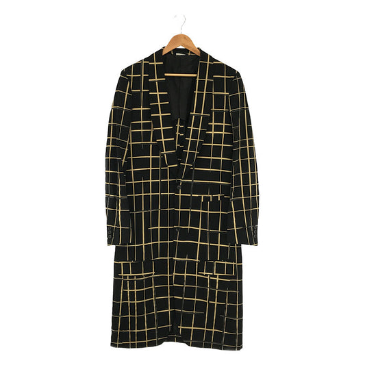 [Good Condition] COMME des GARCONS HOMME PLUS | AD2019 | Wool Checkered Loofah Collar Coat | M | Black/Gold | Men's