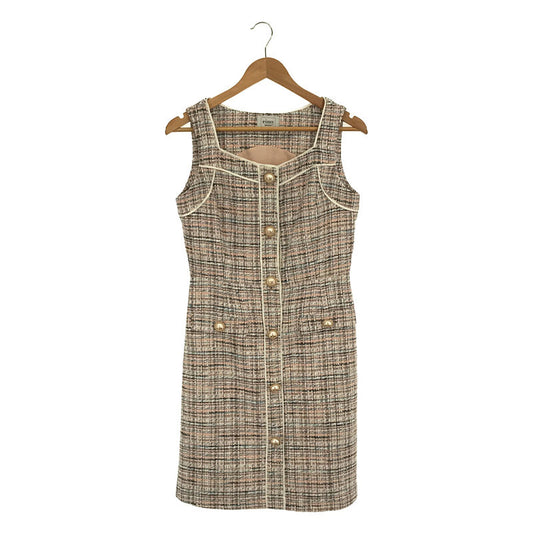 [Good Condition] eimy istoire / Amy Istoire | Logo Pearl EM pearl Tweed Dress | M | Pink | Women's