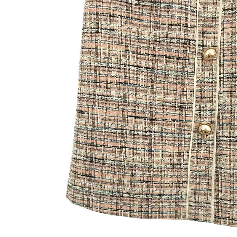 【美品】  eimy istoire / エイミーイストワール | ロゴ パール EM pearl ツイードワンピース | M | ピンク | レディース