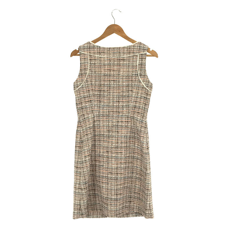 【美品】  eimy istoire / エイミーイストワール | ロゴ パール EM pearl ツイードワンピース | M | ピンク | レディース