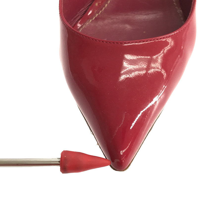 【미품】 sergio rossi / 세르지오로시 | 에나멜 가죽 포인티드 투 힐 펌프스 | 35 1/2 | 레드 | 여성