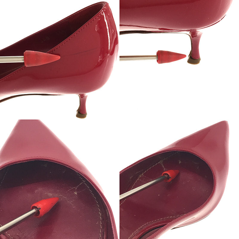 【미품】 sergio rossi / 세르지오로시 | 에나멜 가죽 포인티드 투 힐 펌프스 | 35 1/2 | 레드 | 여성