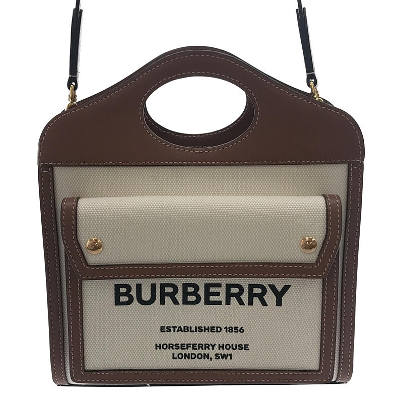 Burberry / バーバリー | ミニ ツートン キャンバス＆レザー ポケット 
