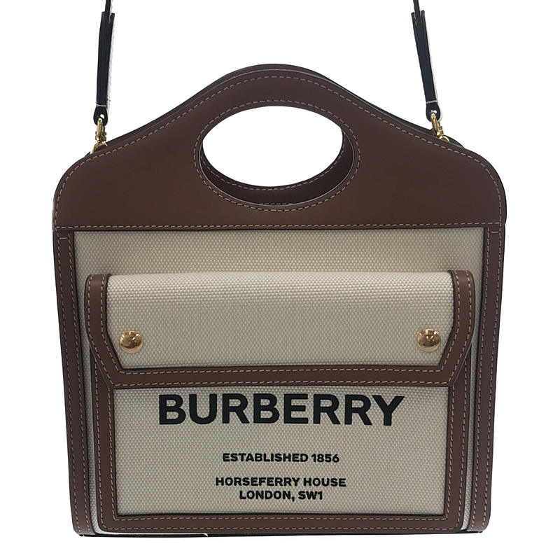 BURBERRY バーバリー ミニ ツートン キャンバス＆レザー ポケット