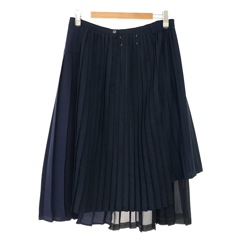 Maison Martin Margiela | Artisanal Reconstructed Wrap Pleated Long Skirt | S | Navy | Women's