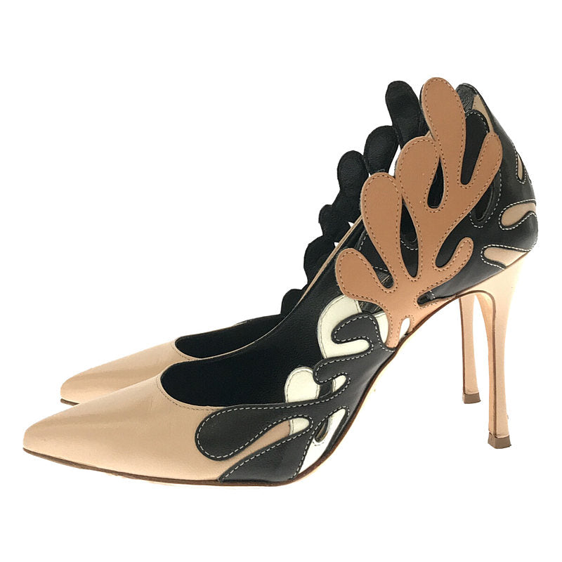 塞爾吉奧·羅西 / 塞爾吉奧·羅西 |火焰圖案尖頭高跟鞋，配盒子和防塵袋 | 34 |米色/黑色|女性的