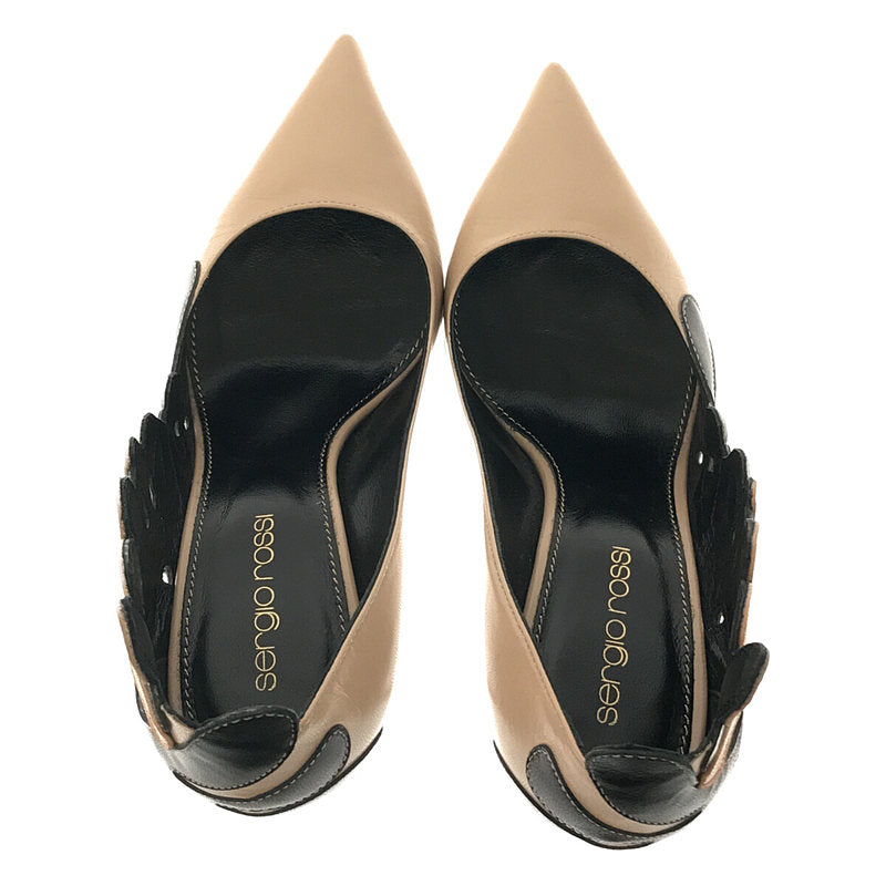 塞爾吉奧·羅西 / 塞爾吉奧·羅西 |火焰圖案尖頭高跟鞋，配盒子和防塵袋 | 34 |米色/黑色|女性的