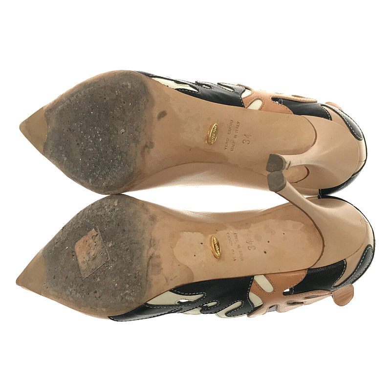 塞爾吉奧·羅西 / 塞爾吉奧·羅西 |火焰圖案尖頭高跟鞋，配盒子和防塵袋 | 34 |米色/黑色|女性的