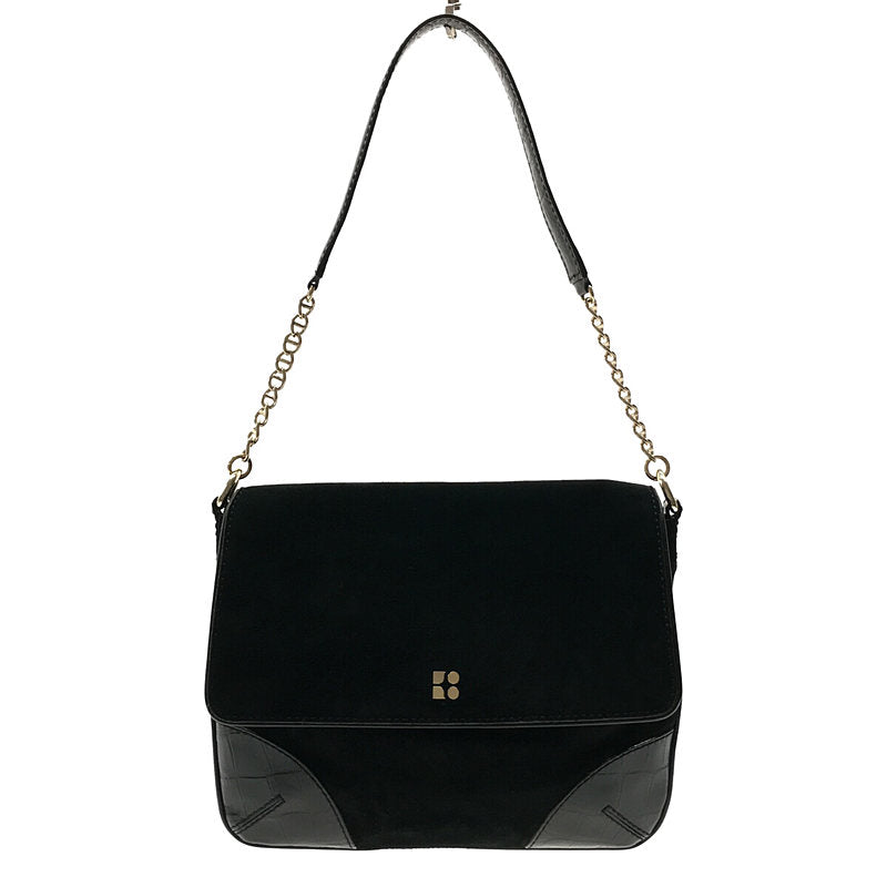 KATE SPADE / Kate Spade | Crocodile embossed suede leather flap chain handle shoulder bag | - |