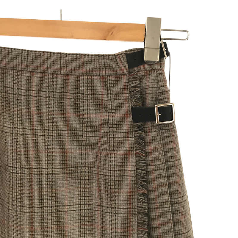 LENO / リノ | WOOL CHECK WRAP SKIRT ウール チェック プリーツ キルト ラップ スカート ピン付き | 2 |