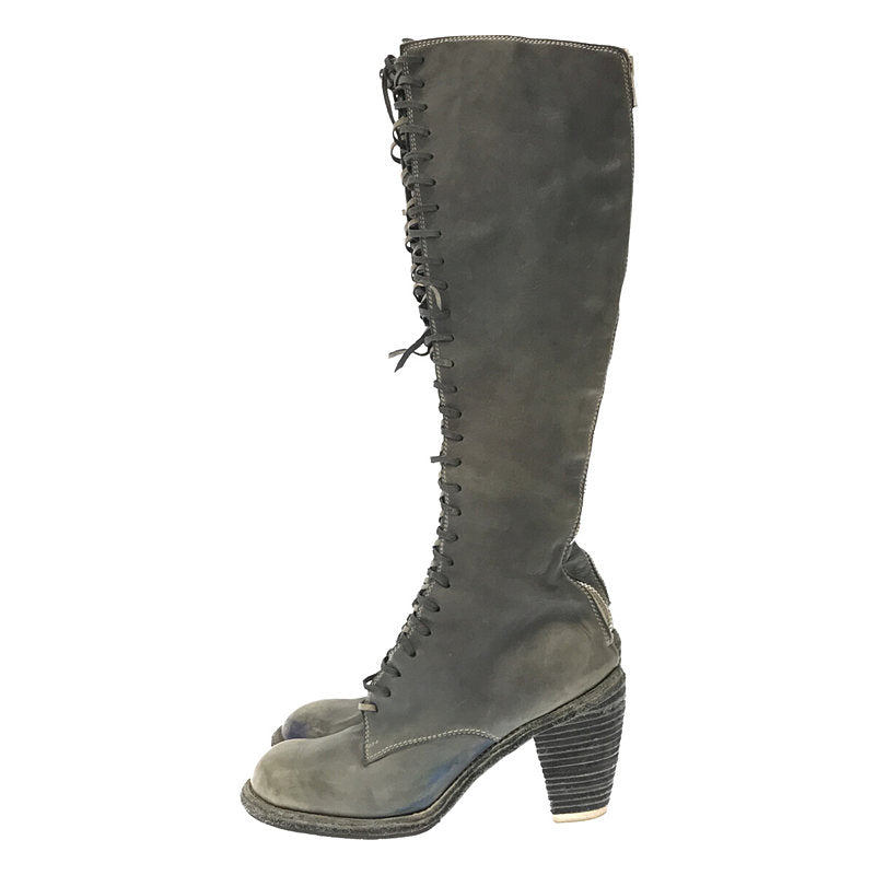 GUIDI | Leather lace-up back zip long heel boots | 38 1/2 |