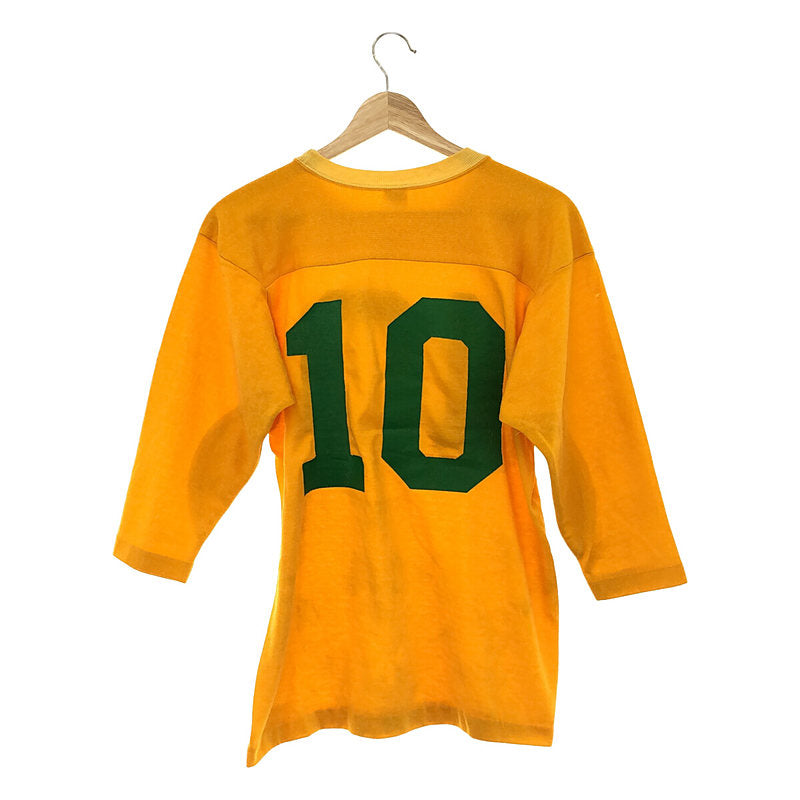 CHAMPION / チャンピオン | 1970s〜 vintage バータグ エルボーパッチ 両面ナンバリング フットボールTシャツ | S |